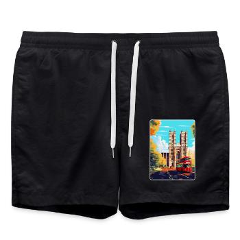 Westminster Abbey London England Uk Travel Poster - Swim Trunks - black - Front - AI Model Male 185 light (185cm)