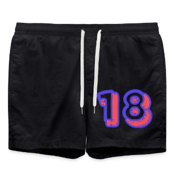 18. 18 JAHRE ALT. 18. JAHRESTAG. 18. GEBURTSTAG. - Badeshorts - Schwarz - Vorne - AI Model Male 185 light (185cm)