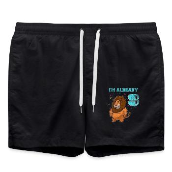 Brüllender Löwenjunge Kindergeburtstag - Badeshorts - Schwarz - Vorne - AI Model Male 185 light (185cm)