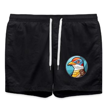 Kuckuck Bunte Karikatur Kawaii Anima - Badeshorts - Schwarz - Vorne - AI Model Male 185 light (185cm)