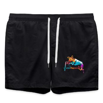 Schneidiger Agility Hundesportler - Badeshorts - Schwarz - Vorne - AI Model Male 185 light (185cm)