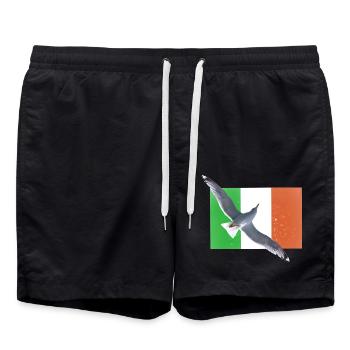 Ireland Irland Möwe - Badeshorts - Schwarz - Vorne - AI Model Male 185 light (185cm)