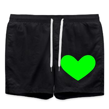 Grünes Herz - Badeshorts - Schwarz - Vorne - AI Model Male 185 light (185cm)