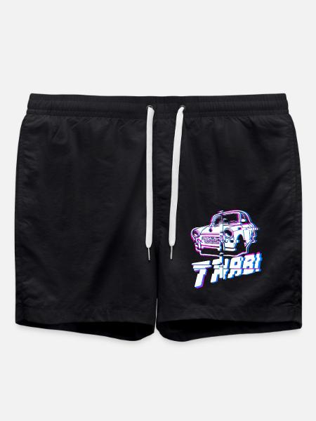 Trabi P601 Retro Nostalgie Glitch - Badeshorts - Schwarz