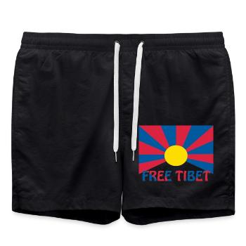 free tibet flagge - Badeshorts - Schwarz - Vorne - AI Model Male 185 light (185cm)