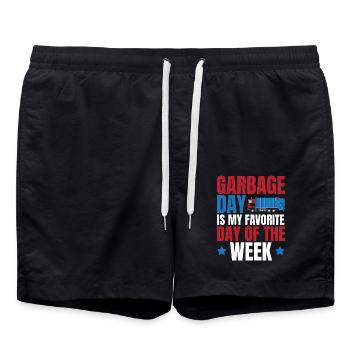 Mülltag ist mein Lieblingstag in der Woche - Badeshorts - Schwarz - Vorne - AI Model Male 185 light (185cm)