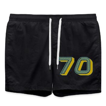 70. 70 YEARS. 70th ANNIVERSARY. 70 YEARS ANNIVERSARY. - Swim Trunks - black - Front - AI Model Male 185 light (185cm)
