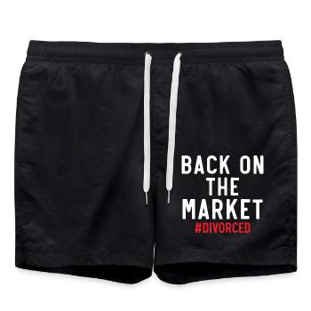 Zurück auf dem Markt #Geschieden Annulment Scheidu - Badeshorts - Schwarz - Vorne - AI Model Male 185 light (185cm)