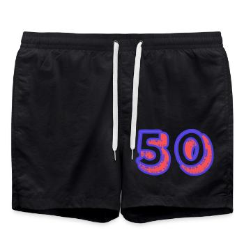 50. 50 ANS. 50e ANNIVERSAIRE. ANNIVERSAIRE 50 ANS. - Short de bain - noir - Devant - AI Model Male 185 light (185cm)