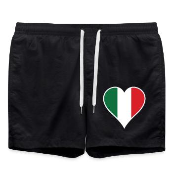 Italien Herz mit weiße Rahmen - Badeshorts - Schwarz - Vorne - AI Model Male 185 light (185cm)