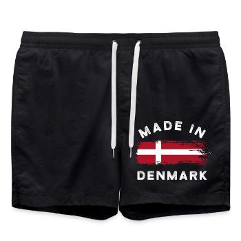 Made in Denmark - Dänemark Flagge - Badeshorts - Schwarz - Vorne - AI Model Male 185 light (185cm)