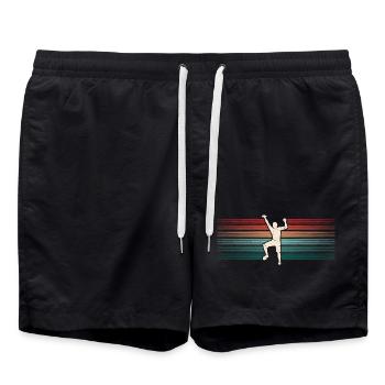 Kletterer Klettern Vintage Climbing Bouldern - Badeshorts - Schwarz - Vorne - AI Model Male 185 light (185cm)