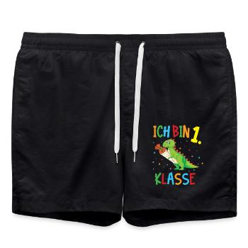 Einschulung Dinosaurier - Schule 2020 Dino - Badeshorts - Schwarz - Vorne - AI Model Male 185 light (185cm)
