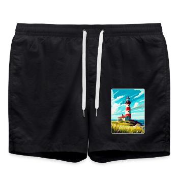 Plymouth Angleterre Royaume-Uni Affiche de voyage vintage souvenir - Short de bain - noir - Devant - AI Model Male 185 light (185cm)
