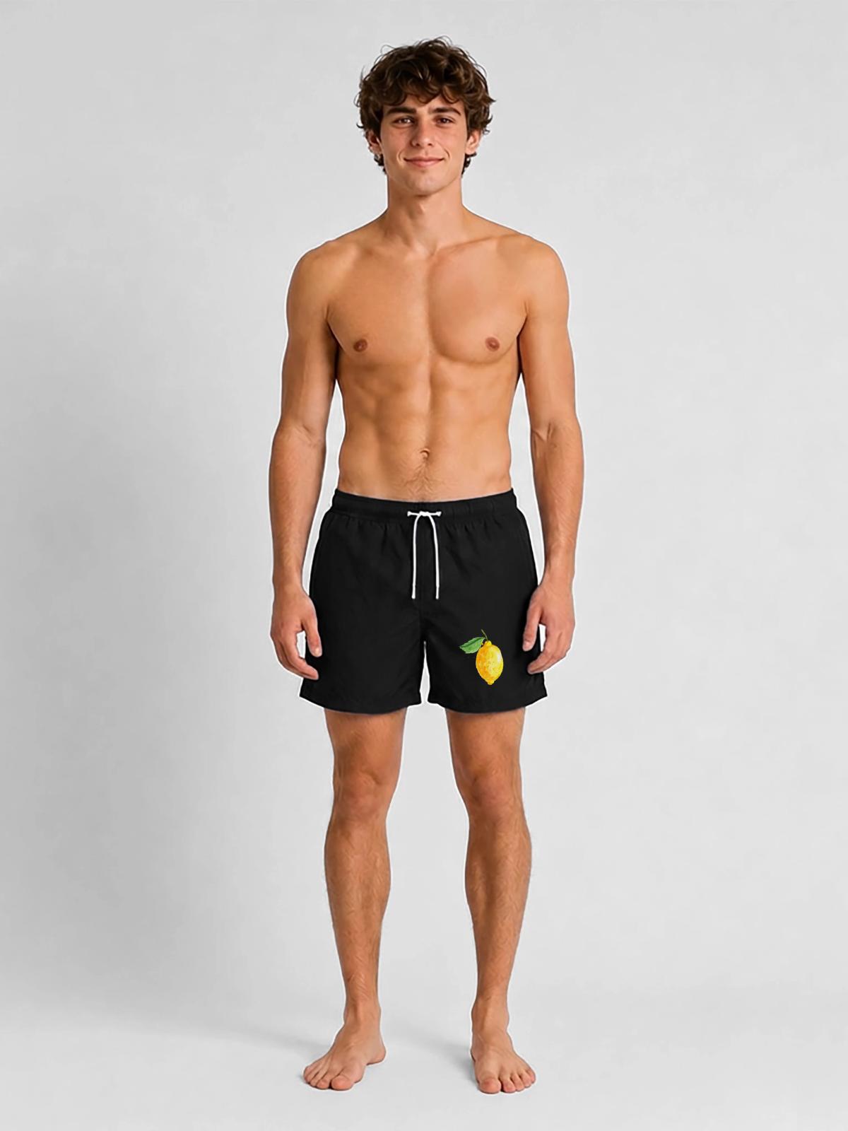 Zitrone - Badeshorts - Schwarz - Vorne - AI Model Male 185 light (185cm)