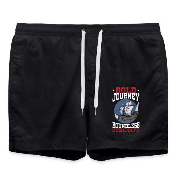 Kühne Reisen Grenzenlose Neugierde Kolumbus-Tag - Badeshorts - Schwarz - Vorne - AI Model Male 185 light (185cm)