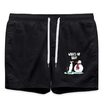 Frostiger Pinguin Polarexpedition - Badeshorts - Schwarz - Vorne - AI Model Male 185 light (185cm)