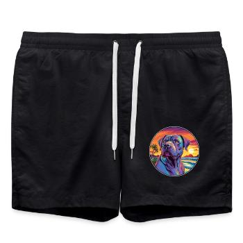 Perro de Presa Canario Hunderasse Bunte Karikatur - Badeshorts - Schwarz - Vorne - AI Model Male 185 light (185cm)