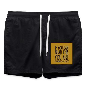 Mundschutz lustig Spruch - lustige Sprüche - Badeshorts - Schwarz - Vorne - AI Model Male 185 light (185cm)