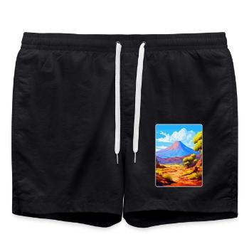 Teide Nationalpark Spanien Vintage Reiseplakat - Badeshorts - Schwarz - Vorne - AI Model Male 185 light (185cm)