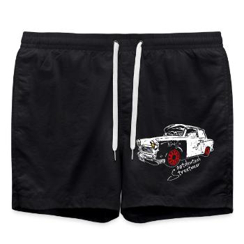 Ostdeutsch Streetwear - Trabi - Badeshorts - Schwarz - Vorne - AI Model Male 185 light (185cm)