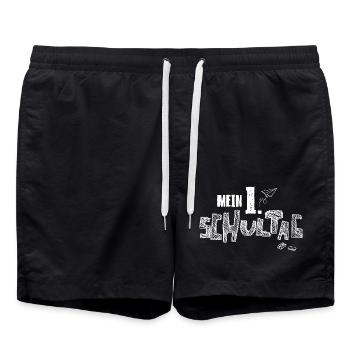 Mein 1. Schultag Skizzenstil - Badeshorts - Schwarz - Vorne - AI Model Male 185 light (185cm)