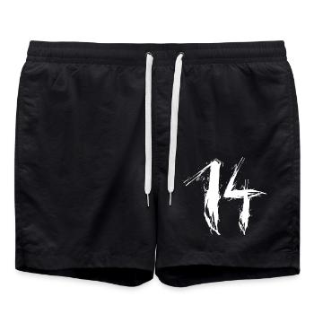 zahl 14 grün 14.Geburtstag Lieblingszahl Vektor - Badeshorts - Schwarz - Vorne - AI Model Male 185 light (185cm)
