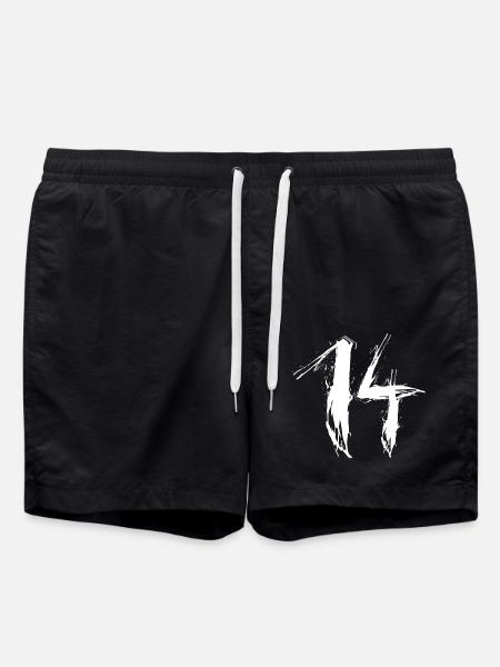 zahl 14 grün 14.Geburtstag Lieblingszahl Vektor - Badeshorts - Schwarz