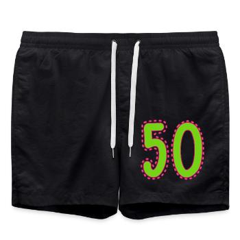 50. 50 YEARS. 50th ANNIVERSARY. 50 YEARS ANNIVERSARY. - Swim Trunks - black - Front - AI Model Male 185 light (185cm)