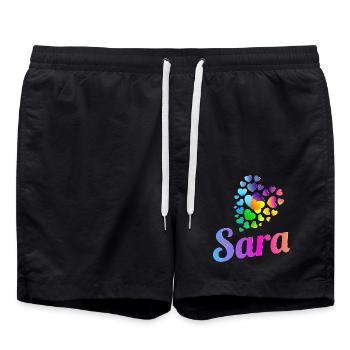 Sara Geburtstag Sara - Badeshorts - Schwarz - Vorne - AI Model Male 185 light (185cm)