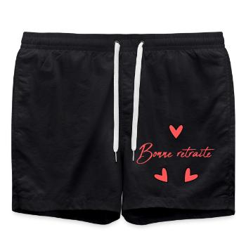 RETIREMENT. RETIREMENT. RETIRED. HAPPY RETIREMENT - Swim Trunks - black - Front - AI Model Male 185 light (185cm)