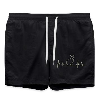 Heartbeat Hase - Badeshorts - Schwarz - Vorne - AI Model Male 185 light (185cm)