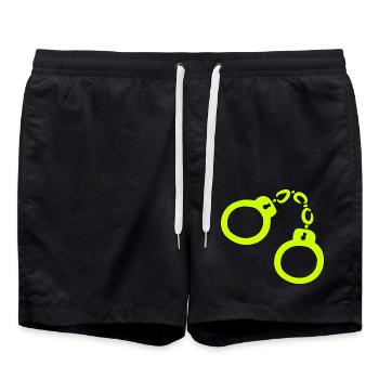Handschellen Gelb - Badeshorts - Schwarz - Vorne - AI Model Male 185 light (185cm)