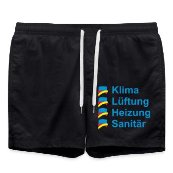 Klima Lüftung Heizung Sanitär - Badeshorts - Schwarz - Vorne - AI Model Male 185 light (185cm)