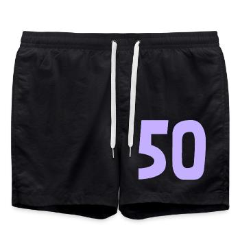 50. 50 JAHRE. 50-JÄHRIGES JUBILÄUM. 50-JÄHRIGES JUBILÄUM. - Badeshorts - Schwarz - Vorne - AI Model Male 185 light (185cm)