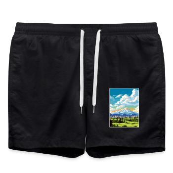 Anchorage Alaska Vintage Reiseposter Souvenir - Badeshorts - Schwarz - Vorne - AI Model Male 185 light (185cm)