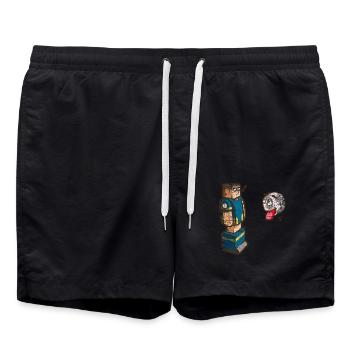 Begeisterter Tischfußball Torjäger - Badeshorts - Schwarz - Vorne - AI Model Male 185 light (185cm)
