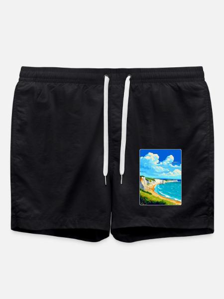 Isle Of Wight Vintage Travel Poster WPA Souvenir - Swim Trunks - black