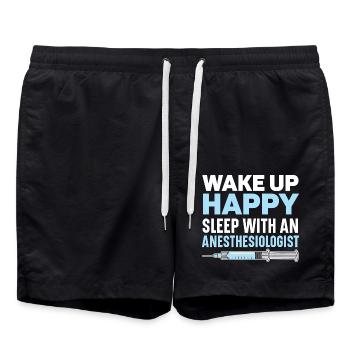 Wake Up Happy Sleep With Anesthesiologist - Badeshorts - Schwarz - Vorne - AI Model Male 185 light (185cm)