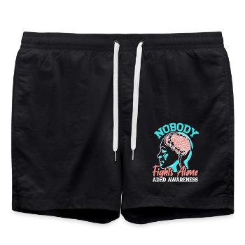 Niemand kämpft allein ADHS Bewusstsein Neurodivers - Badeshorts - Schwarz - Vorne - AI Model Male 185 light (185cm)