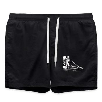 Traditionsreicher Alphorn Alpenklang - Badeshorts - Schwarz - Vorne - AI Model Male 185 light (185cm)