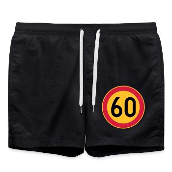 60. Geburtstag Geschwindigkeitsbegrenzung 60 Schild - Badeshorts - Schwarz - Vorne - AI Model Male 185 light (185cm)