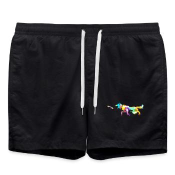 Rasender Discdogging Hundesportler - Badeshorts - Schwarz - Vorne - AI Model Male 185 light (185cm)