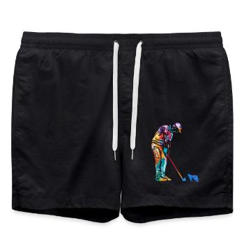 Schlagfertiger Minigolf Bahnprofi - Badeshorts - Schwarz - Vorne - AI Model Male 185 light (185cm)