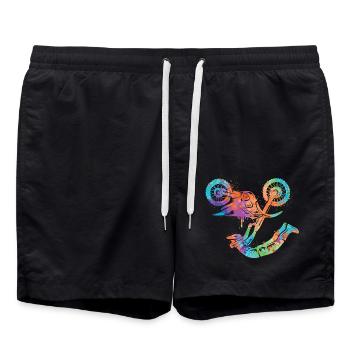 Dirt Biker Motorrad Motocross Mädchen Jungen - Badeshorts - Schwarz - Vorne - AI Model Male 185 light (185cm)