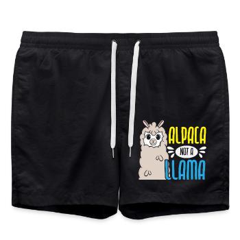 Alpaka Nicht Llama Alpakaflüsterer Bauernhoftier - Badeshorts - Schwarz - Vorne - AI Model Male 185 light (185cm)