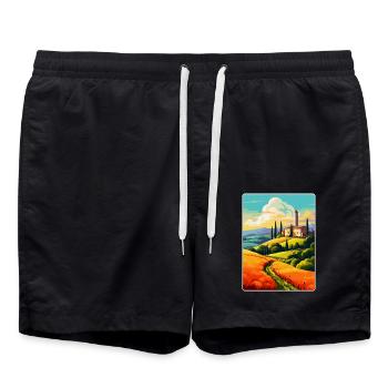 Toskana Italien Vintage Reiseplakat WPA Souvenir - Badeshorts - Schwarz - Vorne - AI Model Male 185 light (185cm)