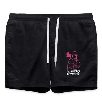Flinke Schornsteinfegerin Kaminreinigung - Badeshorts - Schwarz - Vorne - AI Model Male 185 light (185cm)