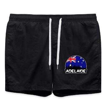 Adelaide Australien Flagge Skyline Silhouette Reisen - Badeshorts - Schwarz - Vorne - AI Model Male 185 light (185cm)