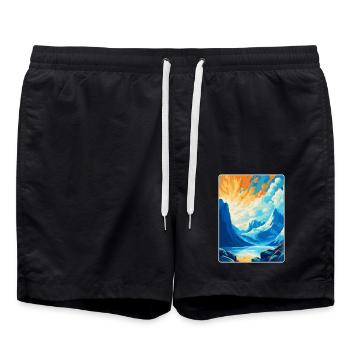 Bodo Norwegen Vintage Reiseposter WPA Kunst Souvenir - Badeshorts - Schwarz - Vorne - AI Model Male 185 light (185cm)